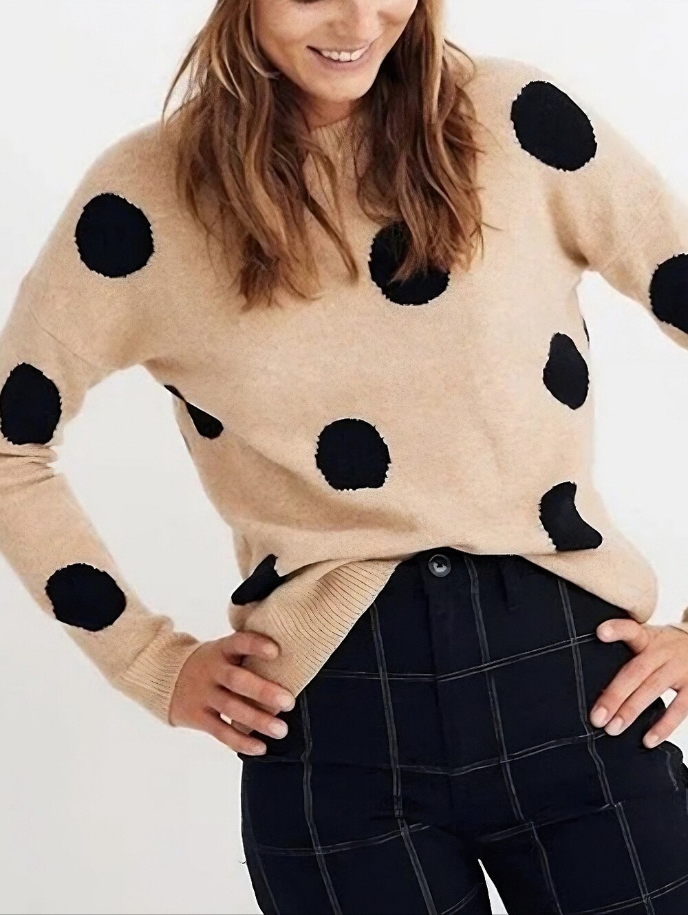 Madewell Wool Blend Tan Polka Dot Sweater Size S